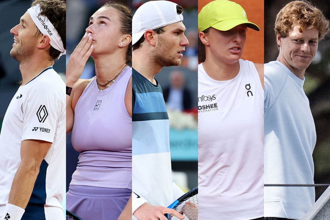 Casper Ruud, Aryna Sabalenka, Jack Draper, Iga Swiatek and Jannik Sinner