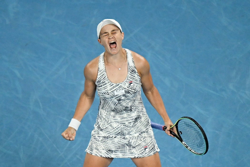 Ash Barty celebrates her victory at the Australian Open in 2022