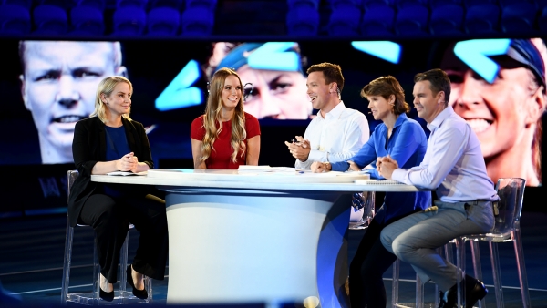 Jelena Dokic, Caroline Wozniacki, James Bracey, Sam Smith, and Todd Woodbridge